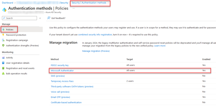 Captură de ecran a unui sistem de securitate care prezintă setările pentru potrivirea numerelor în Azure Portal.
