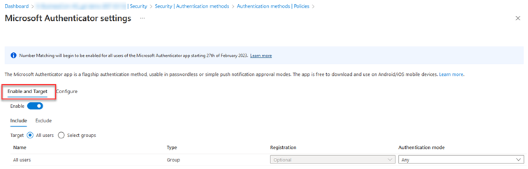 Captură de ecran a ecranului unui computer care prezintă setările pentru potrivirea numerelor în Azure Portal.